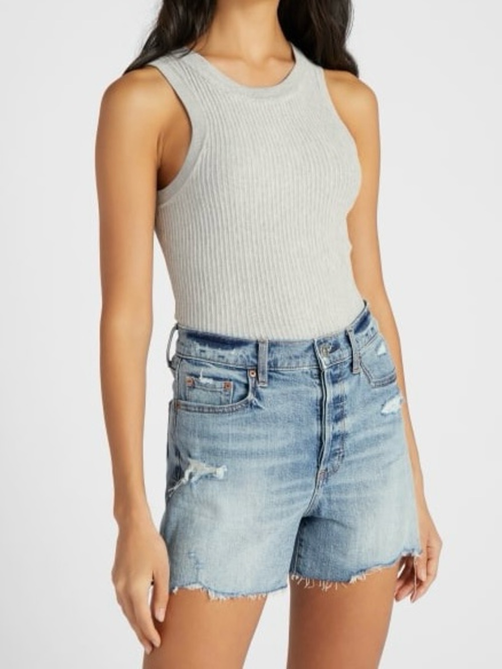Another Love Ribbed Tank in Heather Gray
